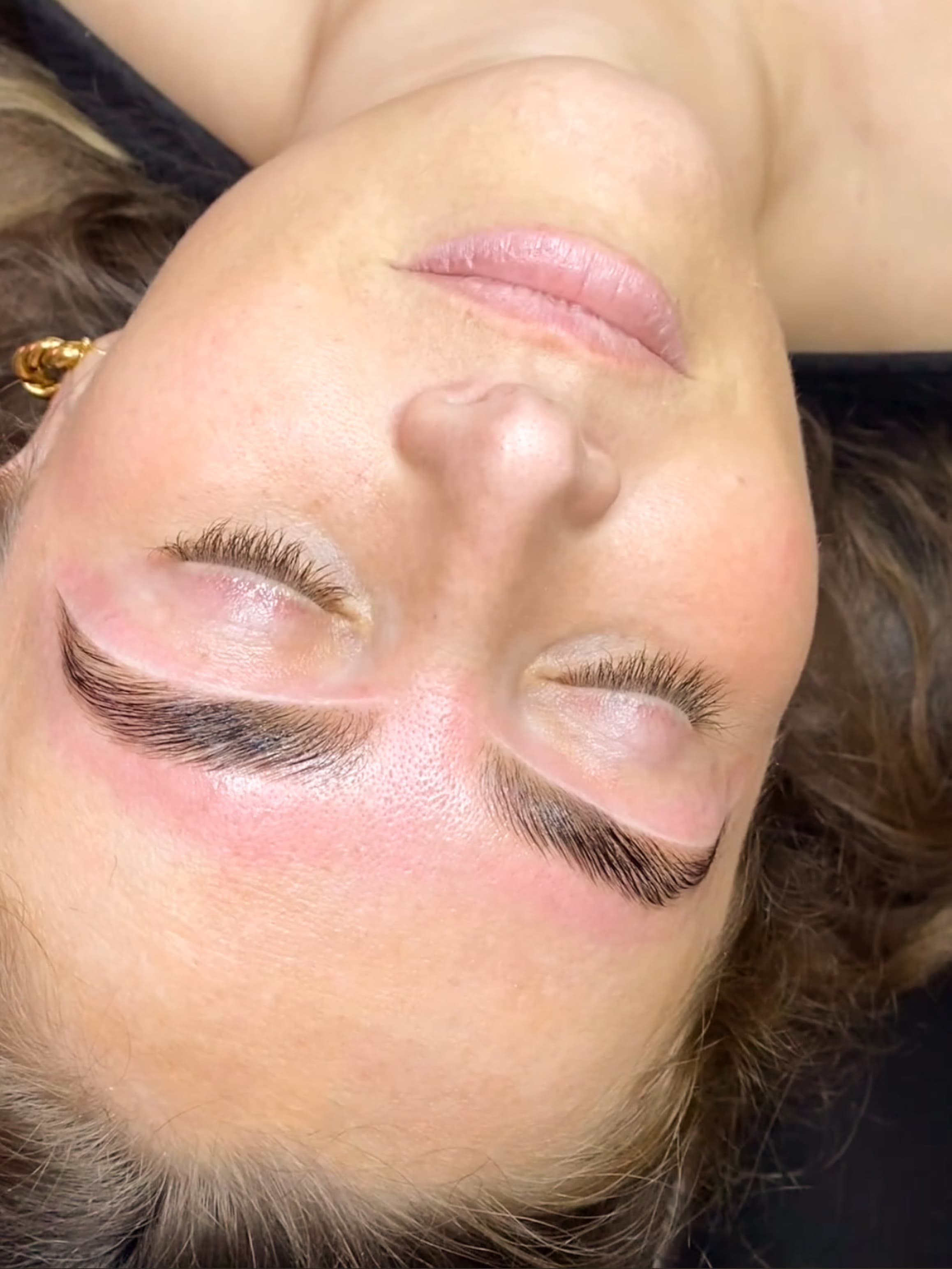 me getting my eyebrows laminated